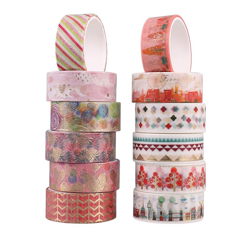 12Pcs Sakura Washi Tape Scrapbooking Supplies Masking Tape Decorativa School Supplies Diary Decoration Washitape