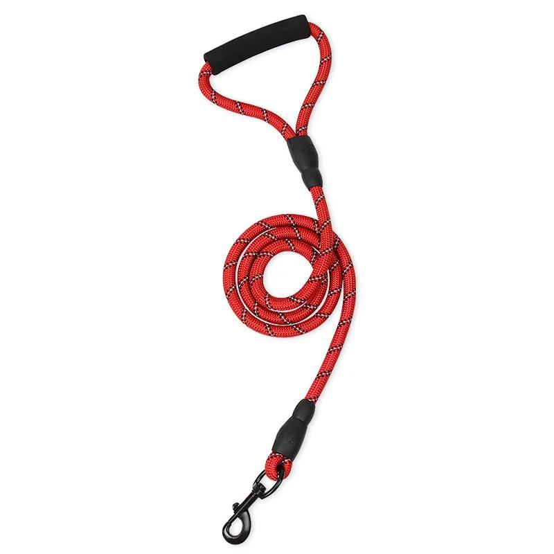 Pet Leash Dog Leash Reflective Round Rope Walking Dog Rope Pet Supplies Puppy Accessories 1.0cm 150cm красный