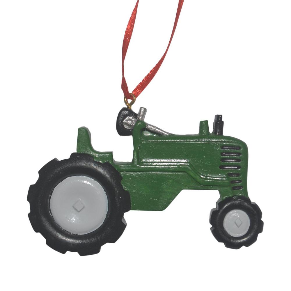 Christmas Tractor Ornament Hangable Christmas Tree Resin Tractor Charm Festival Craft Rustic Decoration For Garden Farm Hotel