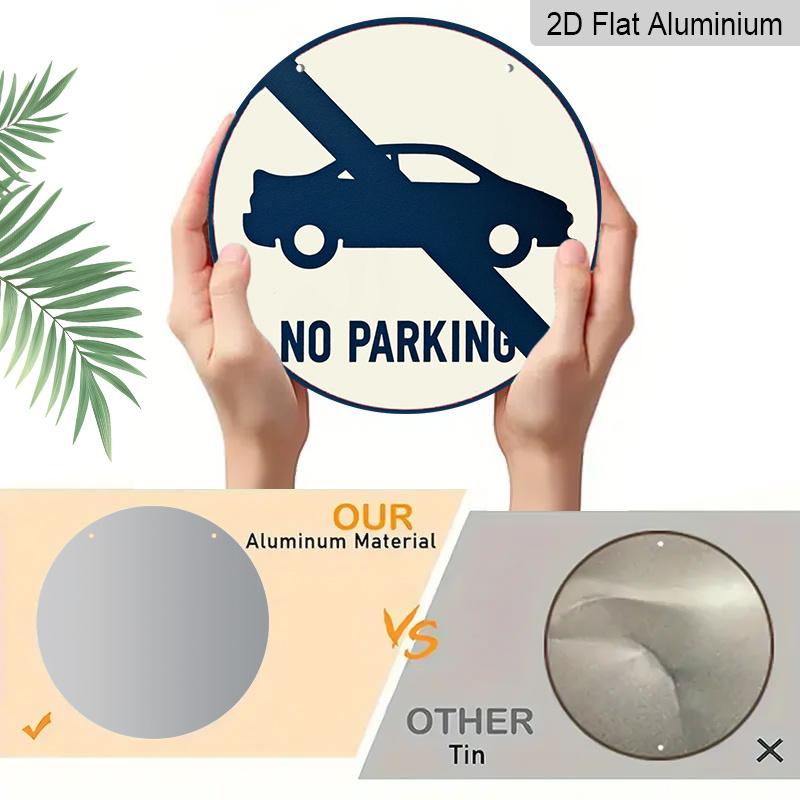 2D Flat 1pc, 8x8 In, No Parking Round Aluminum Metal Sign - Artistic Nature-Inspired Design with Tree Artwork, Vibrant Serene Decor for Living Room