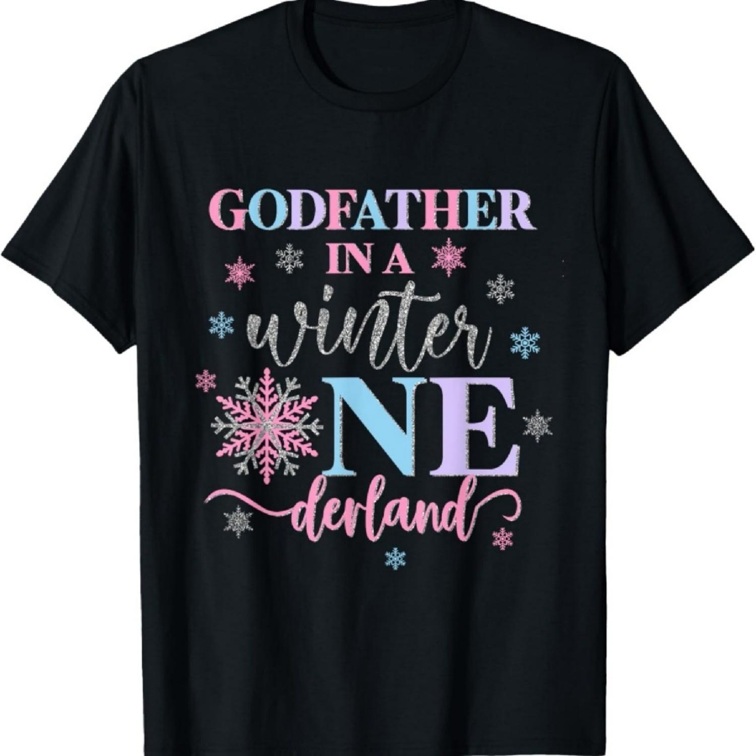 

Godfather in a Winter Onederland Bday Girl Sweet Snowflake T-Shirt XXXXXL чорний