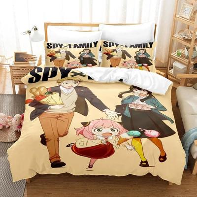 Anime Spy x Family Anya Bettwäsche-Set 3D-Druck Geeignet für Schlafzimmer Bettbezug-Set Mit Kissenbezügen Kinder Heimtextilien