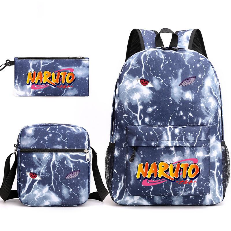 Naruto Starry Sky School Bag Three-Piece Shoulder Bag Pencil Case Anime Cartoon Backpack Male