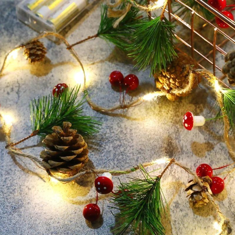 2M/3M Christmas Wreath With Lights Pre-Installed Light Garland Fireplace Garland Christmas Decoration Indoor Outdoor Christmas Home