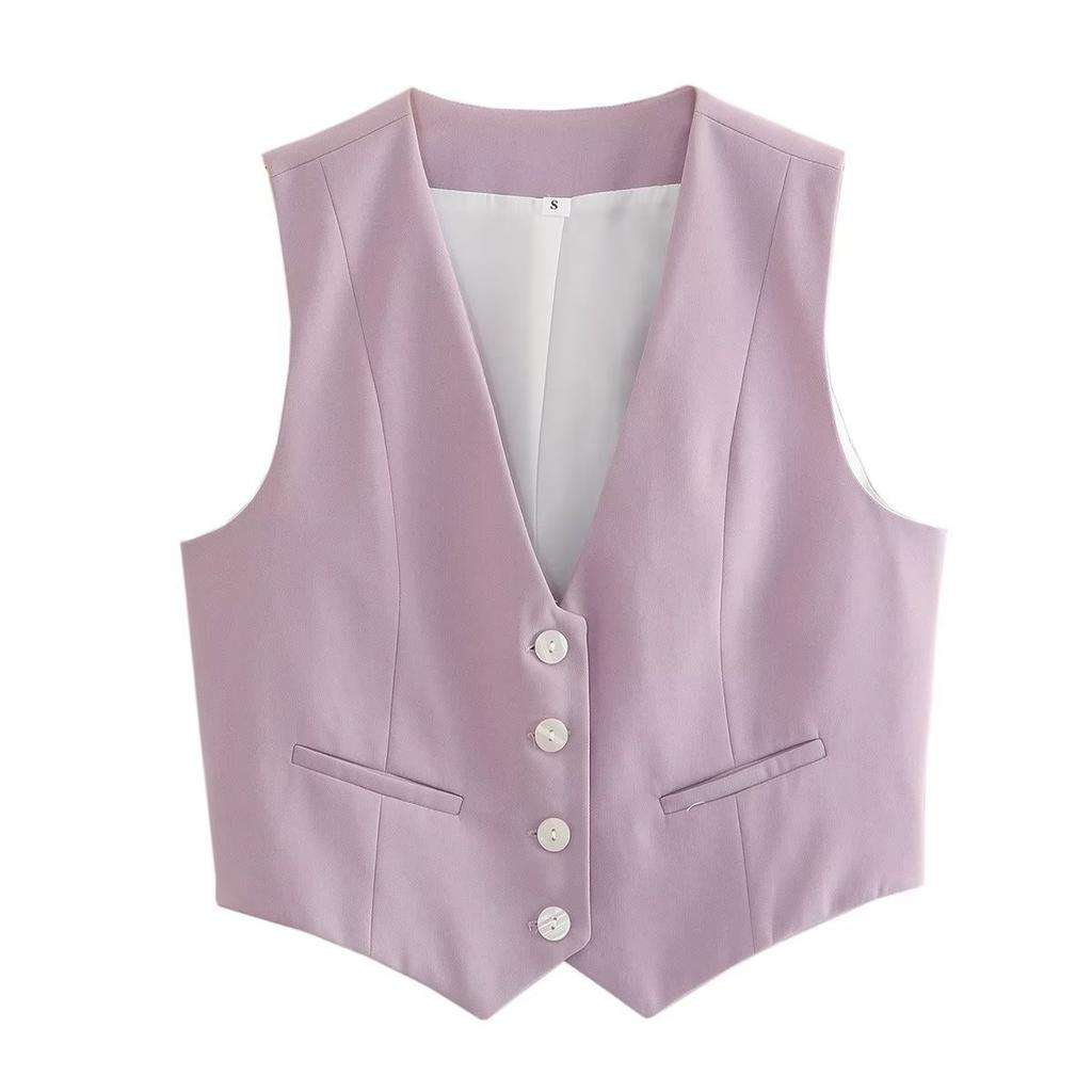 Loose Solid Womens Color Formal Vest Deep V Neck Singlebreasted Sleeveless Cardigan Ol Commute Office