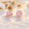 Cute Kitten Cat Eye Stone Needle Earrings for Women New Trendy Earrings Niche Design Earrings