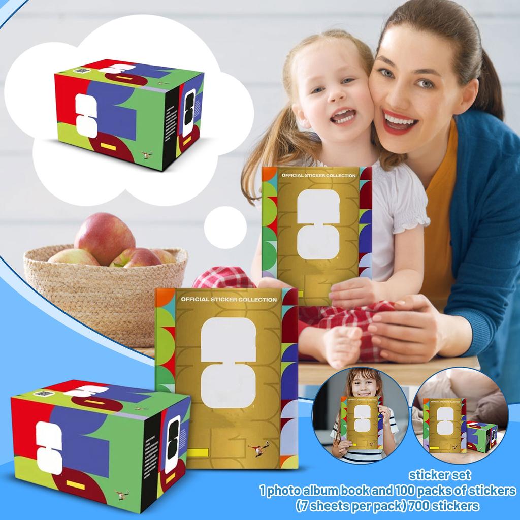 Soccer Sticker Album with 100 Packs - 700 Stickers (7 per Pack) for Collection and Trading