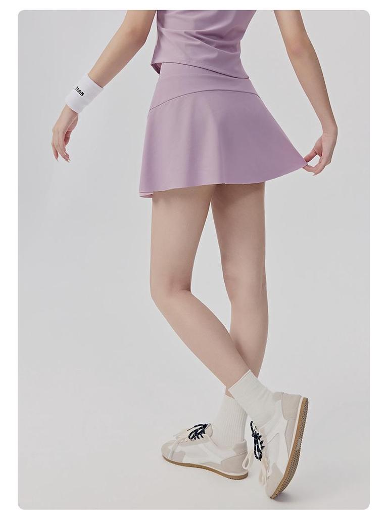 Women's Anti-Glare Tennis Skirt & Breathable Yoga Top Set: Slimming, Waist-Cinching, Casual Sportswear