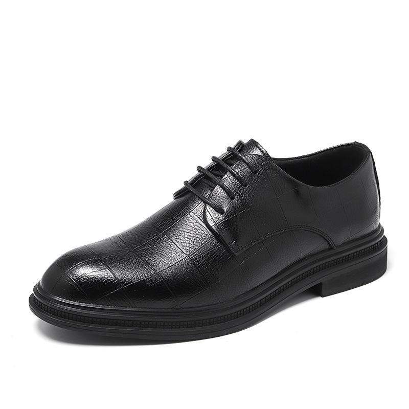 

Мужские деловые туфли из кожи, кожаные туфли на шнуровке, британские, повседневные, клетчатые, свадебные туфли 19931-P 44 чёрный