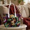 Colorful Skull Snake Print Tote Bag Fashion Casual Large Capacity Daily Carry Handbag