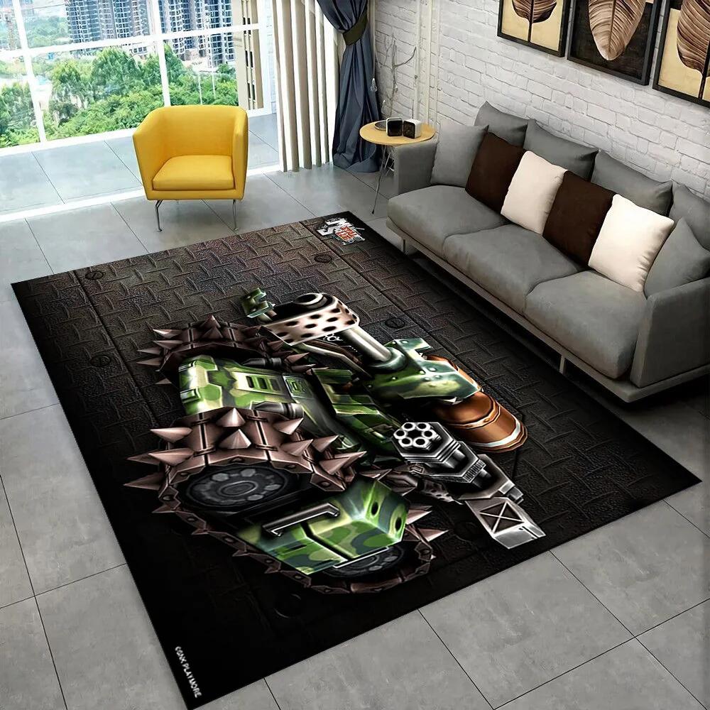 Klasyczna Gra Retro Metal Slug Dywanik Obszarowy dla Gracza, Dywan do Domu Salon Sypialnia Sofa Wycieraczka Dekoracyjna, Mata Podłogowa Antypoślizgowa do Zabawy dla Dzieci