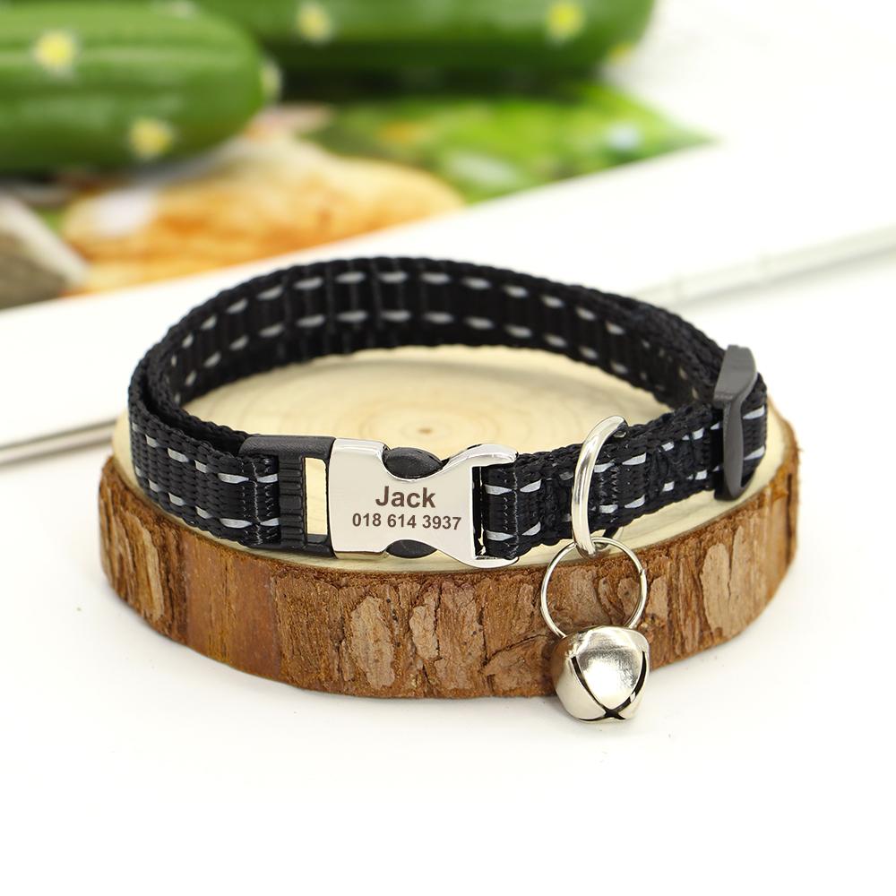 Personlig Namnskylt Katt Halsband Säkerhet Anpassade Katthalsband Halsband Gratis Graverad ID Namnlapp För Valp Kattunge Katter Tillbehör