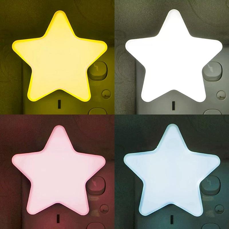 Us Plug Led Stars Night Lights Night Lamp Light Home Decoration Bedroom Bedside Baby Room Sleeping Wall Lamp Corridor Lighting