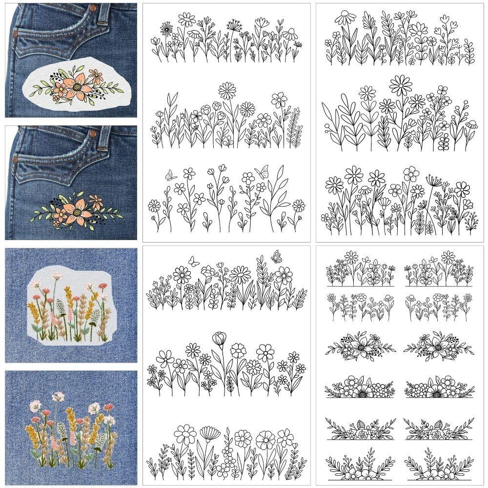 4 Sheets Wash Away Embroidery Patterns Stick and Sew Patterns  Hand Sewing Lover