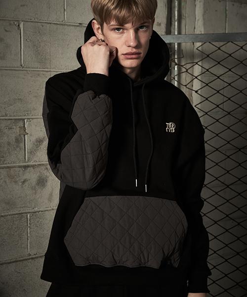 Tener Padded Color Combination Brushed Hoodie Black Black/F