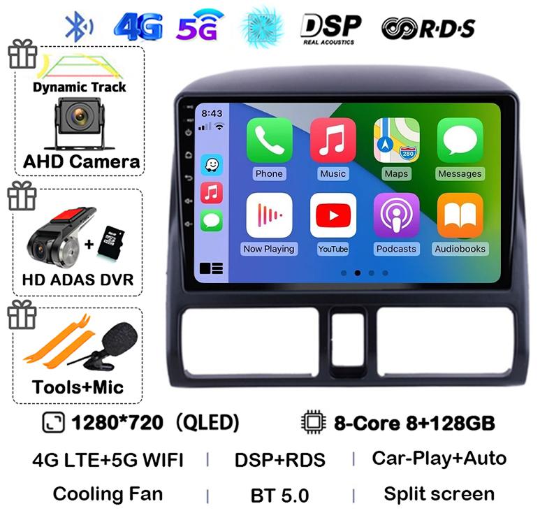 Android 14 Carplay Auto Car Radio For Honda CR-V CRV 2 2001-2006 Stereo GPS Multimedia Video Player WIFI+4G Head Unit Audio DSP
