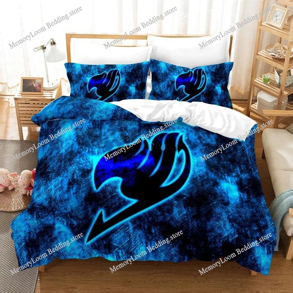 Stampa 3D Anime Fairy Tail Logo Natsu Set Letto Ragazzi Ragazze Misura Singola Queen Copripiumino Federa Letto Bambini Adulti Tessili per la Casa