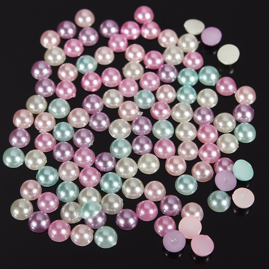 3000pcs New Mixed Color Half Pearl Round Bead Flat Back 4mm Scrapbook for Craft