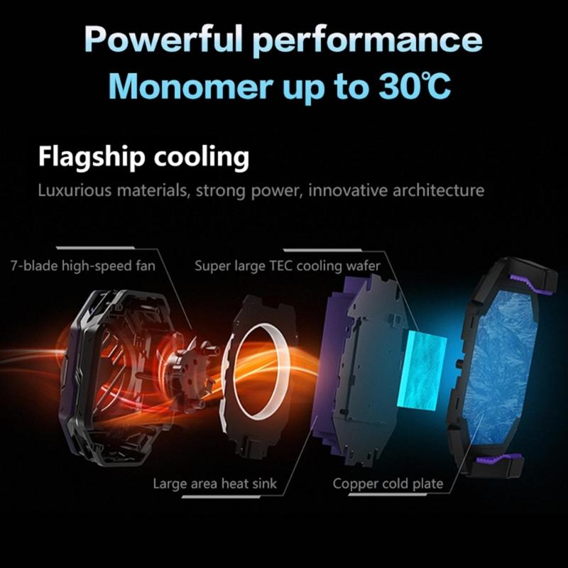 Black-Shark 3Pro Radyatör Evrensel Cep Telefonu Soğutucu Fan 7-Blade 20W Yarıiletken Arka Klip Isı Emici RGB Işık ile