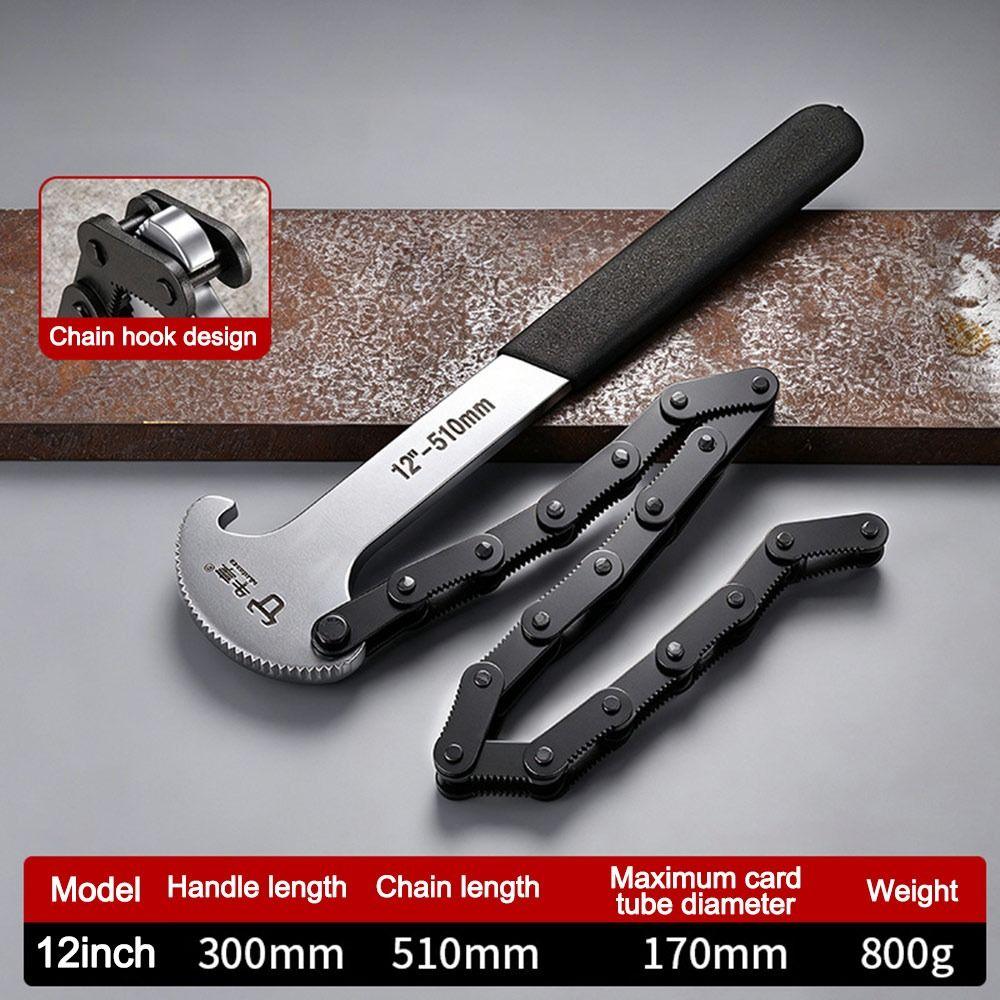 Widened Chain Links Oil Filter Wrench 8/10/12inch Adjustable Chain Wrench Pipe Maintenance
