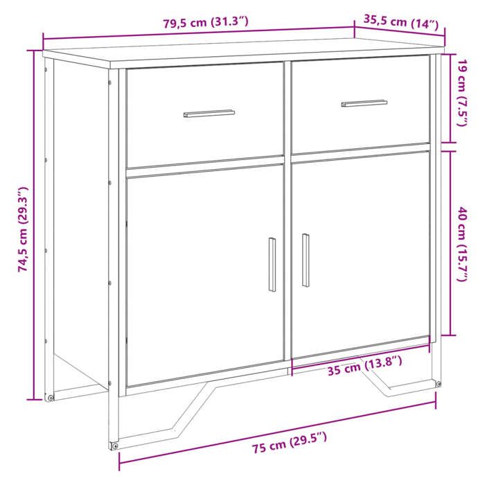 VidaXL Buffet Brown Oak 79.5x35.5x74.5 Cm Engineered Wood 848548