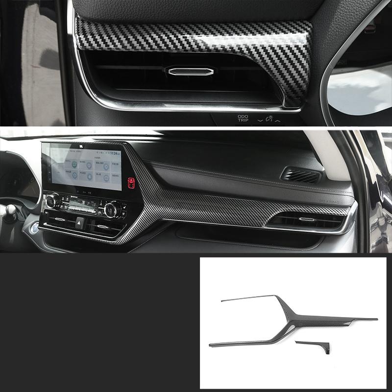 For Toyota Highlander XU70 Refit   2022 Car Carbon Fiber Interior Mouldings Gear Panel Cover Frame Accessories For