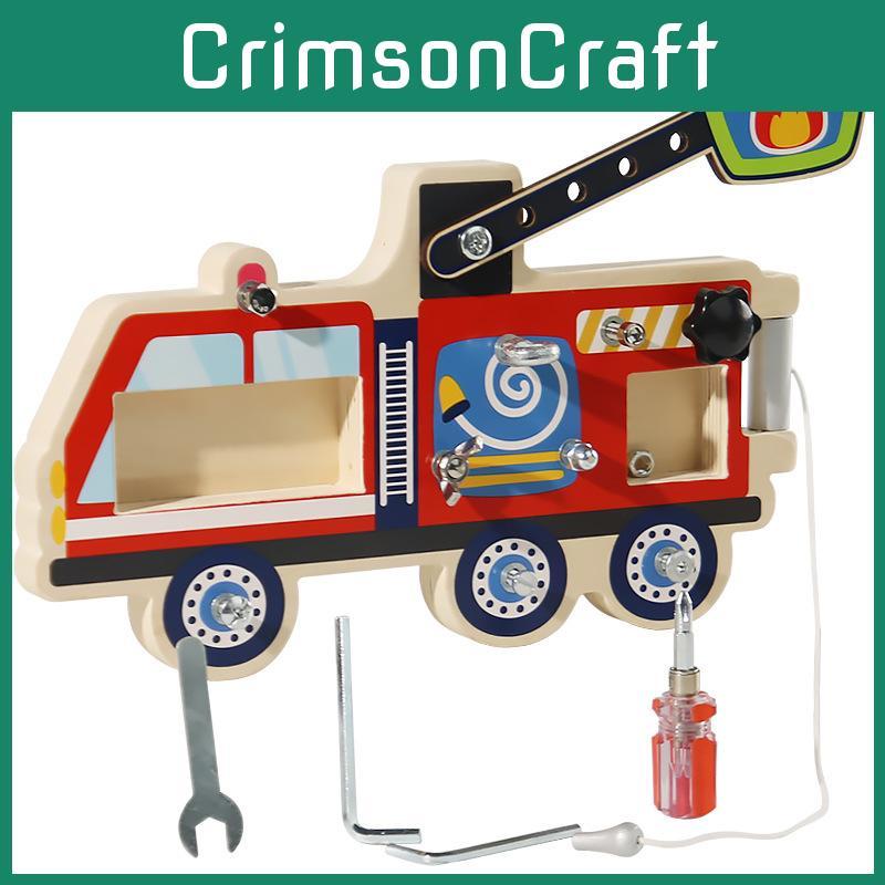 Feuerwehrwagen Holzmutter Demontage Kombinationsspielzeug mit Koordinationsfähigkeiten für Kinder