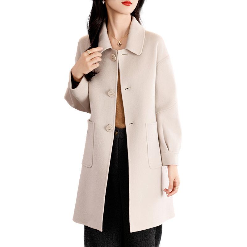 Red Design Double-sided Wool Coat Women's Autumn and Winter New Medium and Long Wool Coat