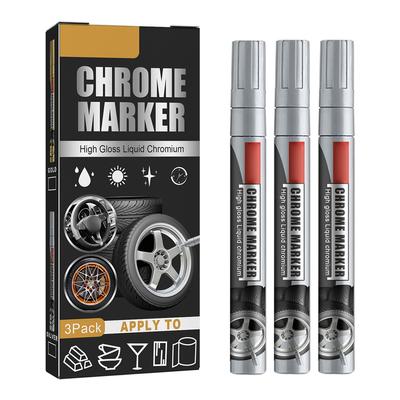 3Pcs Auto Reparatur Farbe Kratzer Entferner Farbe Stift Hochglanz Flüssigkeit Chrom Marker Chrom Marker Stift
