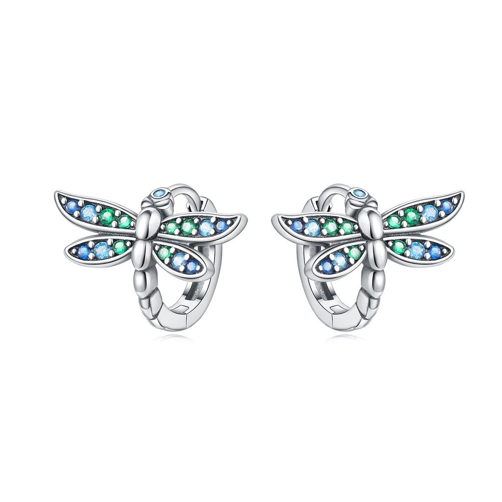 925 Silver Bees Butterflies Insects Series Zircon Hoop Earrings Women Jewelry Gifts Accessories