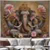 2D Spiritueller Ganesha Elefantengott Wandteppich Hinduistische Gottheit Wanddekoration Stoff für Zuhause & Schlafzimmer