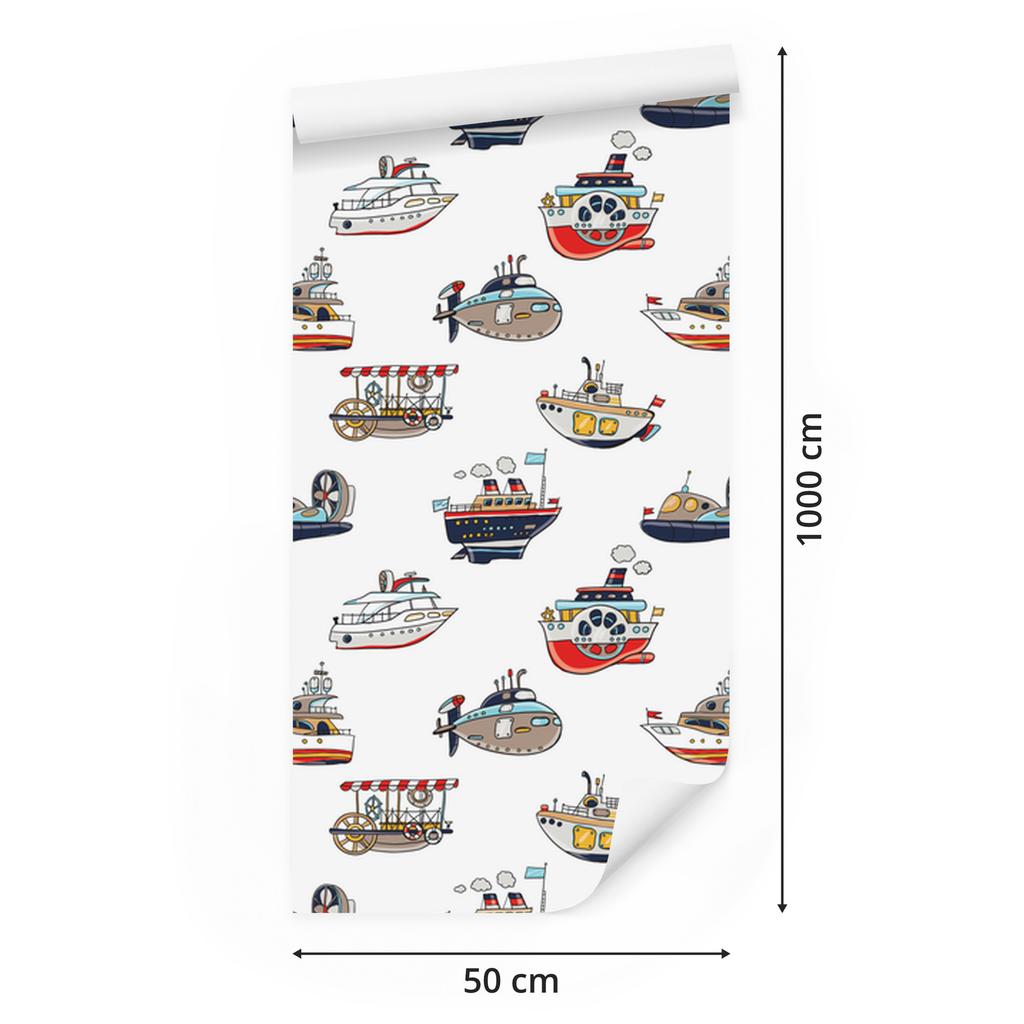 Colorful Ships Vehicles Wallpaper for Living Room and Bedroom 50x1000
