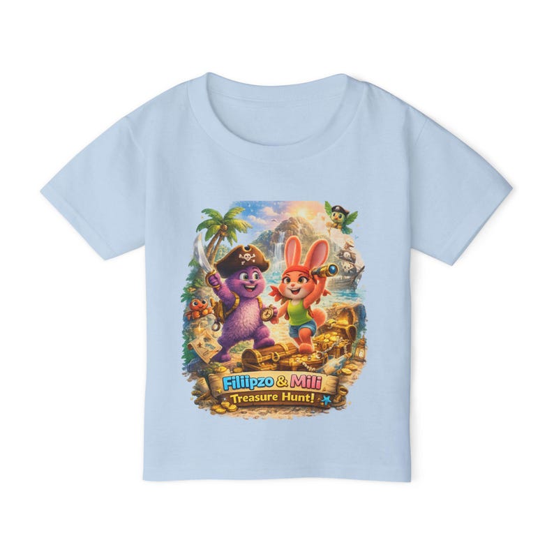 Treasure Hunt Characters Toddler T-Shirt | Animal Filipzo Mili Adventure Design 100