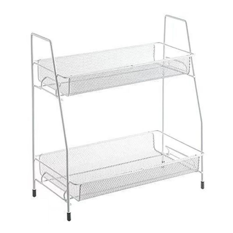 Double Layer Iron Kitchen Storage Rack Wire Spice Organizer Metal Cosmetic Makeup Basket Holder Dish Drainer Bathroom Desk Shelf