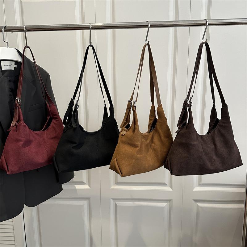 Premium Suede Retro Shoulder Armpit Bag Women's Fashion Versatile Commuter Large Capacity Messenger Tote Bag