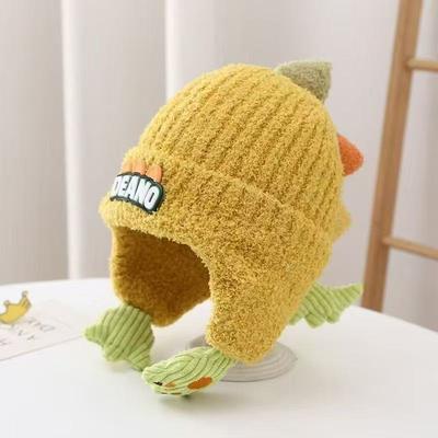 New Children's Hats Autumn and Winter Ear Protectors Thickened Cute Plush Dinosaur Boys and Girls Warm Knitted Wool Hats