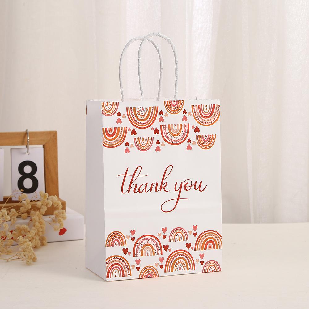 Stobag, Rainbow Thank You Gift Bags, Reusable Kraft Paper Totes for Birthday Parties, Weddings, and Baby Showers, 12/30pcs
