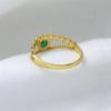 Anillo de Circonita Verde con Baño de Oro Amarillo, Joyería Hecha a Mano de Plata de Ley 925, Joyería para Mujer