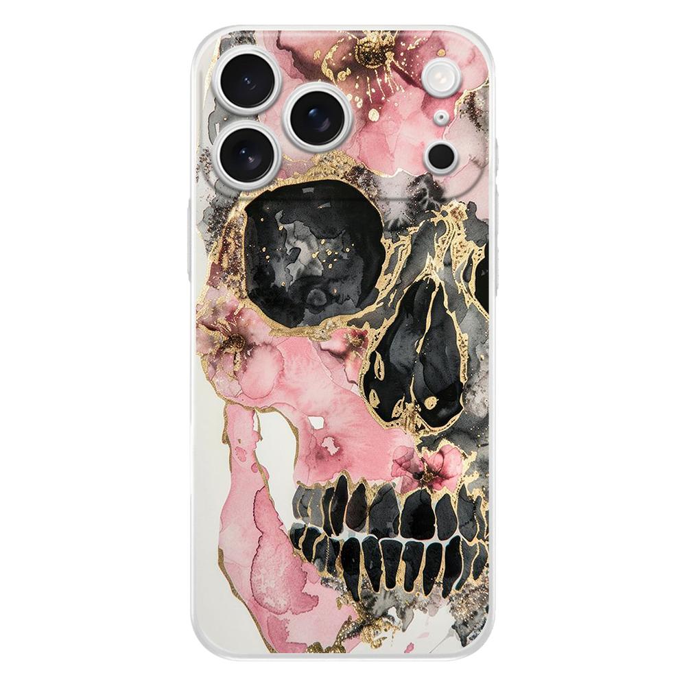 Soft Clear Phone Case For iPhone 17 Air 16E 16 11 15 14 Pro MAX 12 13 7 8 Plus SE Easter Cover Protection Hard Pink Purple Skull