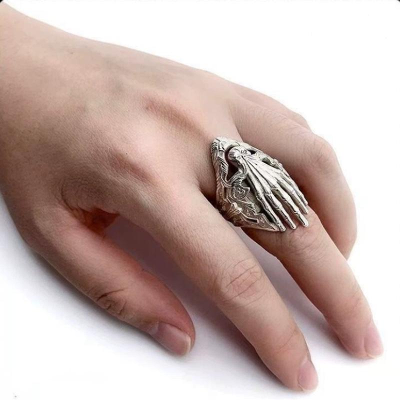 Retro Punk Gothic Style Skull Magic Hand Open Ring For Men Women Jewelry Accessories Gift