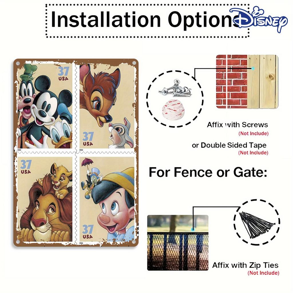 1 Disney Metal Tin Sign - Retro Disney Character Art Print, 8 X 12 Inches, Perfect for Home Decor, Holiday Decoration, Inspirati