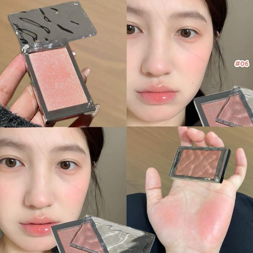 HERORANGE Skin-Melting Peach Pink Matte Shimmer Blush Cream for Natural Face Brightening