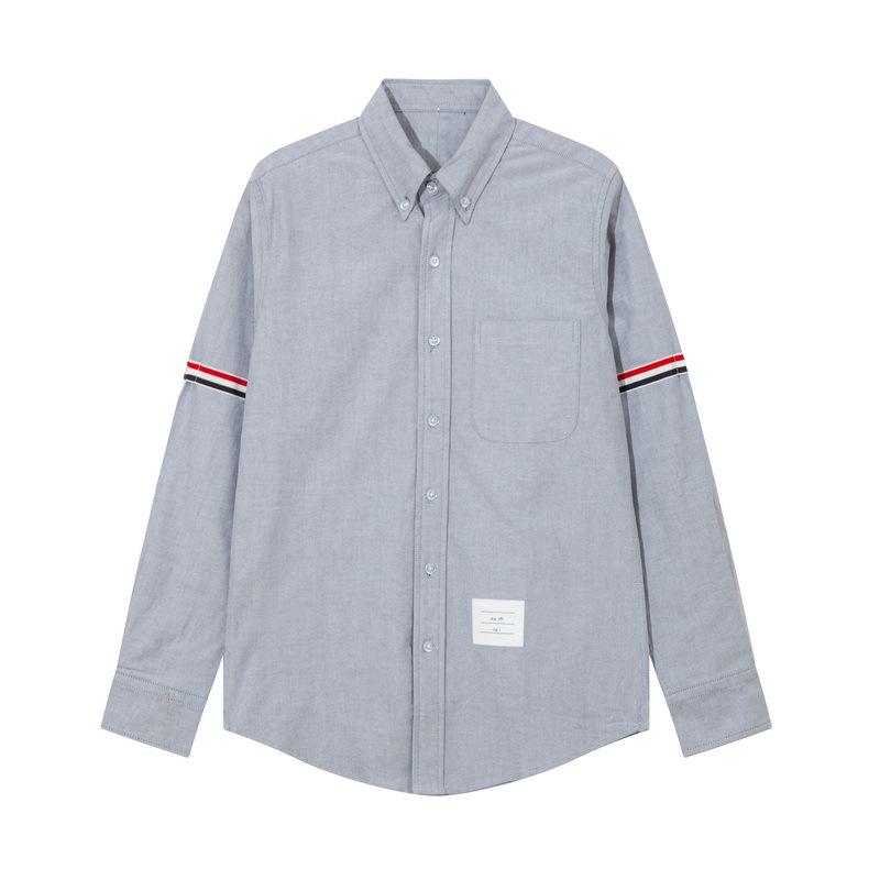 

Чоловіча сорочка з довгим рукавом TB JL з чистої бавовни Оксфорд - Вологопоглинаюча, повсякденна, дизайн з подвійними рукавами та стрічкою L сірий колір