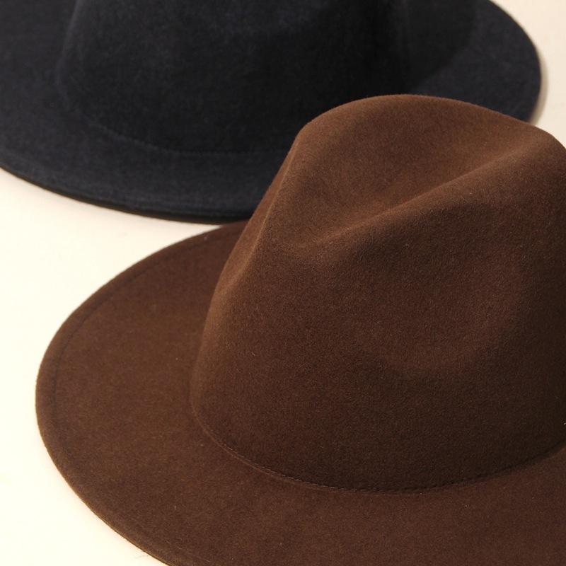 Show high-end bare top hat, women's wool, men's retro large-size jazz hat, red coffee camel, black gentleman's hat, felt hat.