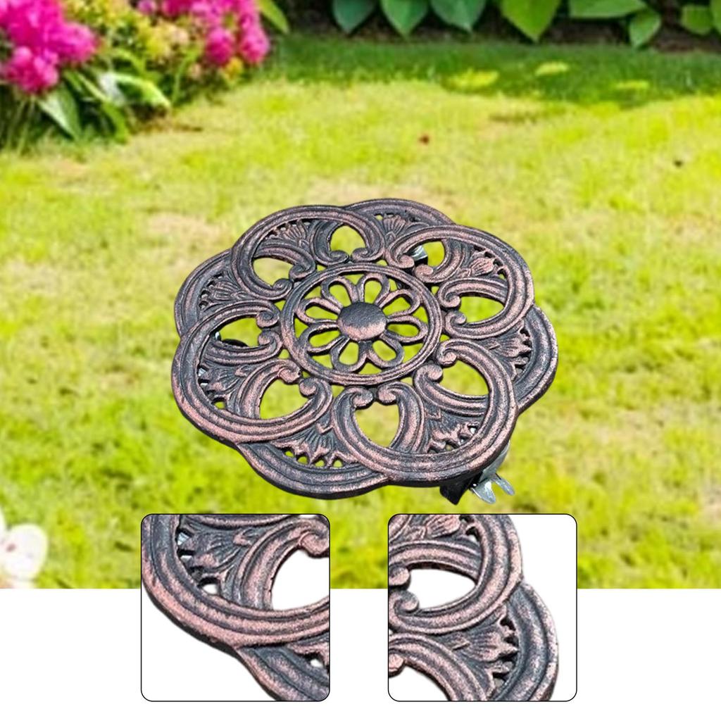Plant Roller Stand, Rolling Tray, Pot Trolley, Sturdy Iron Structure, Universal Wheels, Suitable for