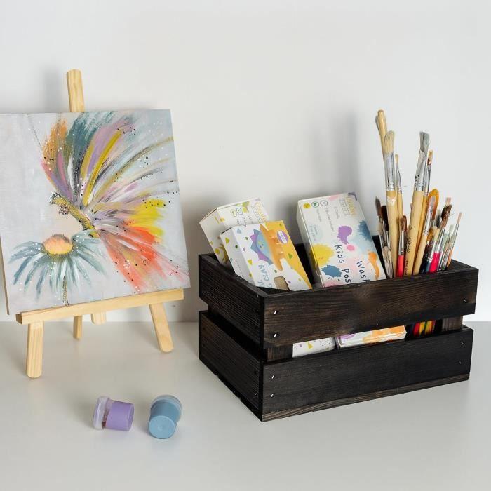 Caisse En Bois - Creative Deco - Lot De 3 - Noir - 30 X 20 X 15 Cm - Vintage