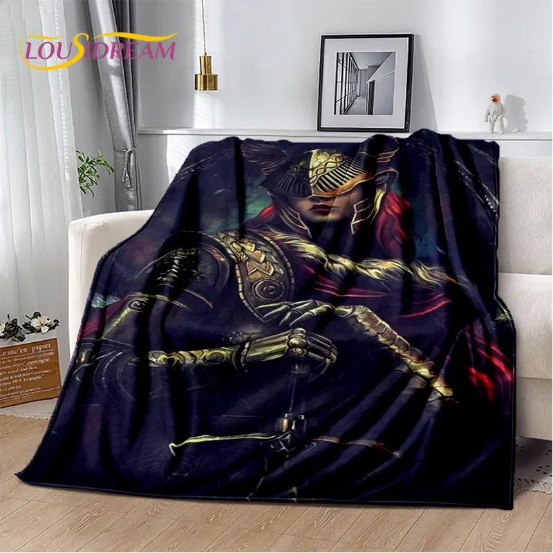 Elden Ring Jeu Joueur Couverture Peluche Douce Imprimée en 3D, Couverture Flanelle Couverture Jetée pour Salon Chambre à Coucher Lit Canapé Couverture Pique-nique
