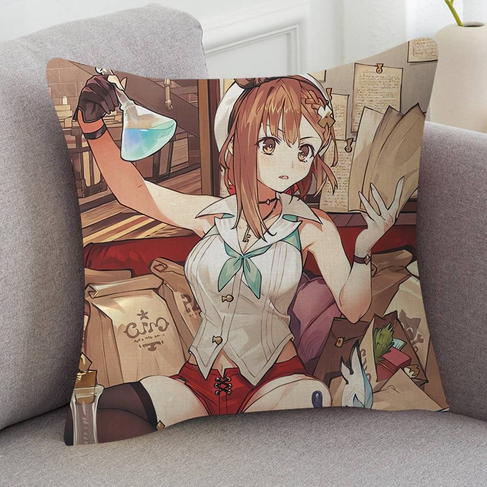 GAME Atelier Ryza Cute Cartoon Twodimensional Pillowcase Bedroom Sofa Cushion Cover Nap Pillow Cover