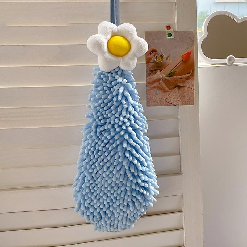 Quick Dry Hand Towel For Kitchen Bathroom Thickened Absorbent Dish Cleaning Cloth Big Sun Flowers Type Lattice Texture