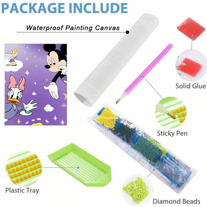 Disney Diamond Painting Kit, 5D Mickey Daisy Tinkerbell Wall Decoration Art Gift for Living Room, Bedroom, Study Room.